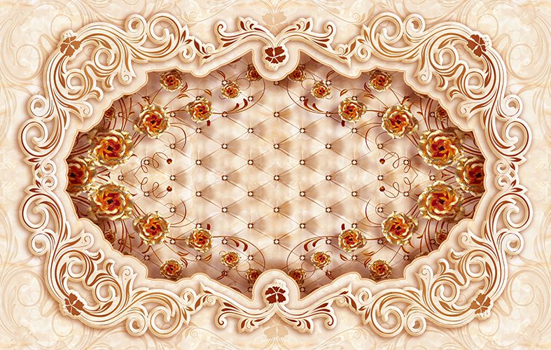 Rose flowers on decorative ornamental floral 3D pattern background ; Shutterstock ID 1253421754; Project Name: -